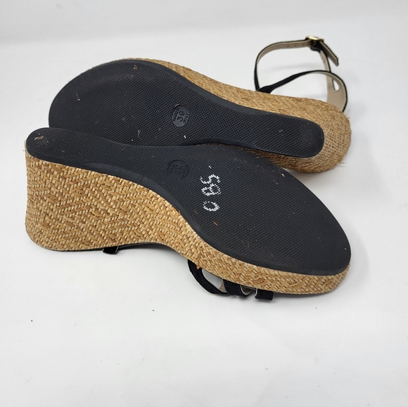 Clorinda Antinori Espadrille Ankle Strap Wedge Black Suede Strap High Shoe 9 - Picture 10 of 11